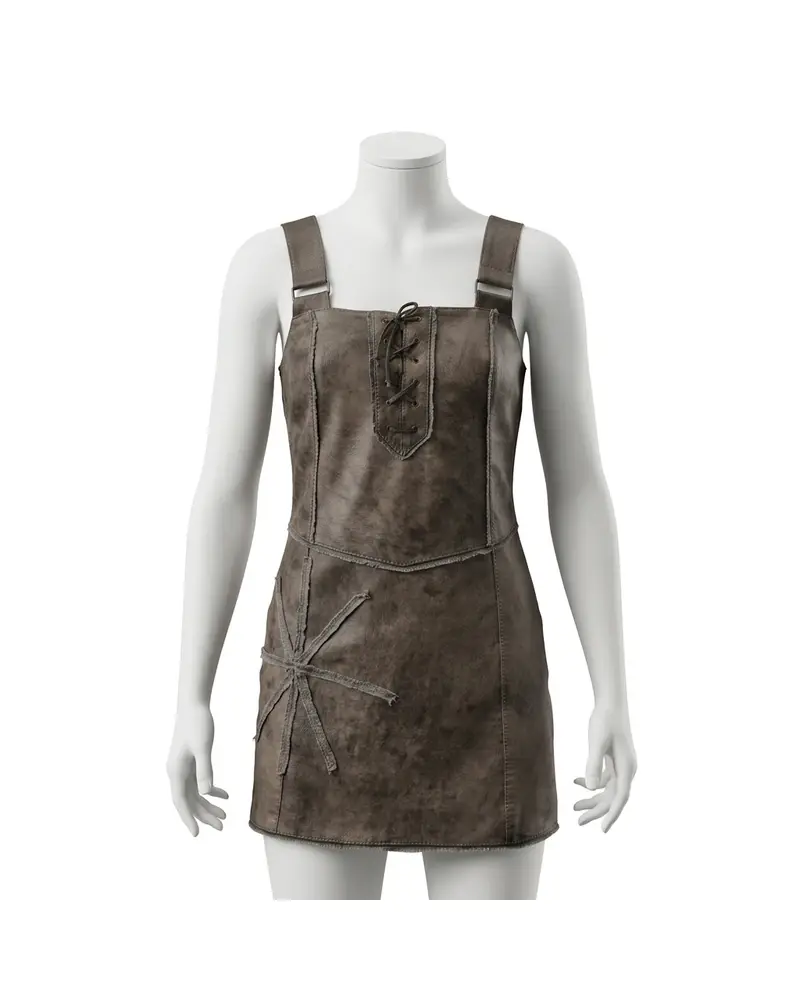 Brown Pinafore Leather Dress