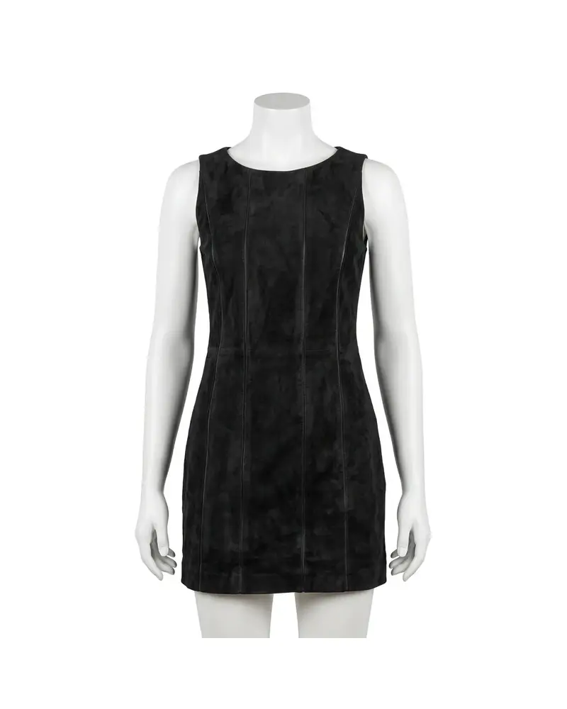 Black Sleeveless Leather Dress