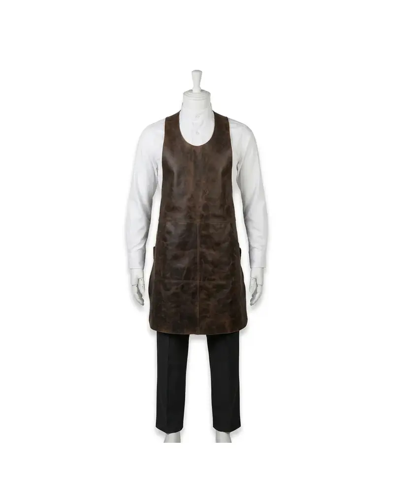 Dark Brown Bib-Front Leather Apron