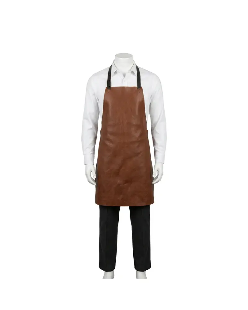 Brown Plain-Front Leather Apron