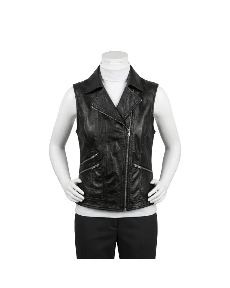 Dark Brown Stand-Collar Leather Vest
