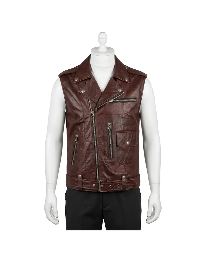 Burgundy Biker Leather Vest