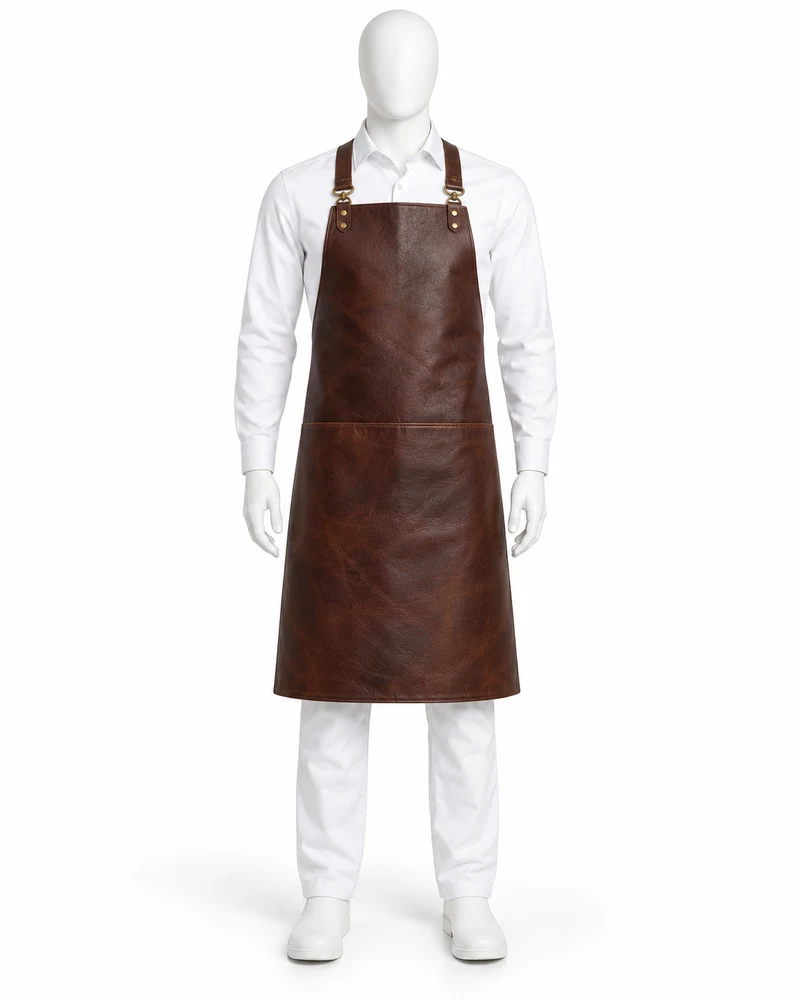 Dark Brown Double-Panel Leather Apron