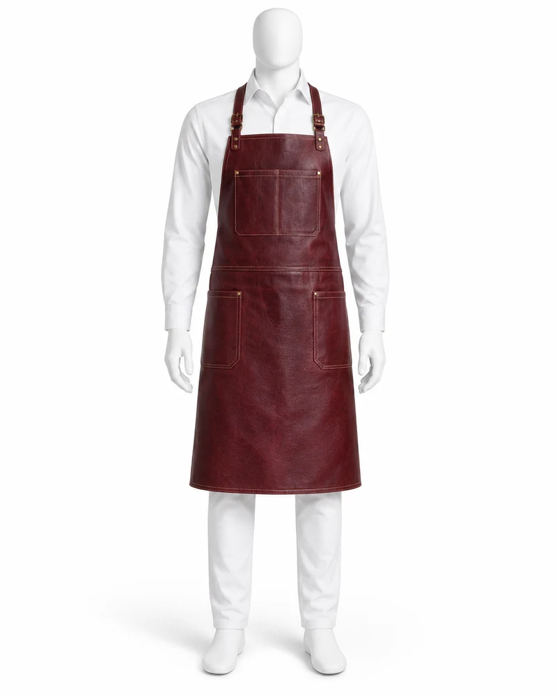 Wine Contrast-Seam Leather Apron