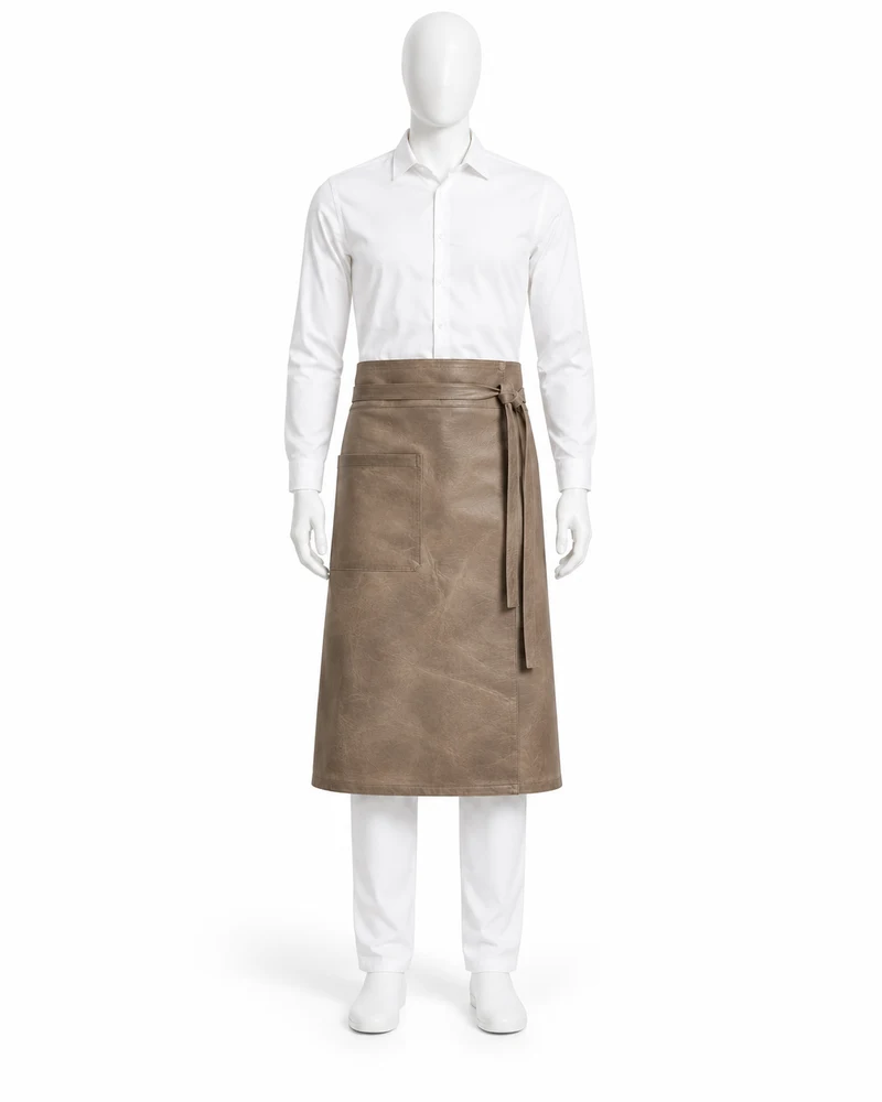 Taupe Wraparound Waist Leather Apron