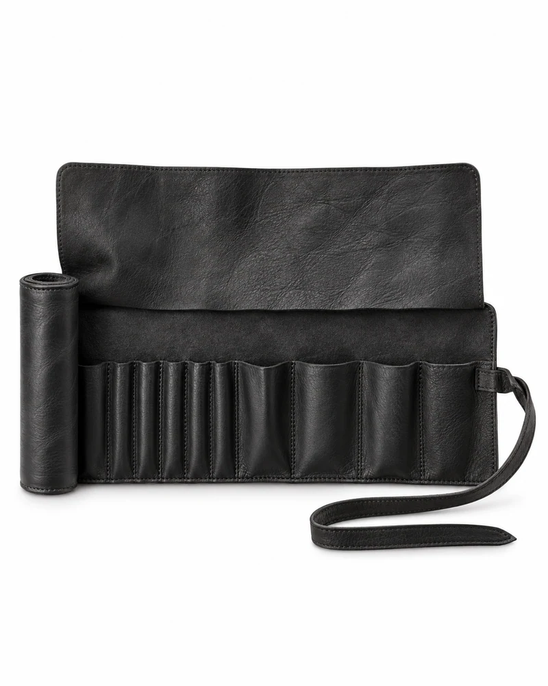 Black Roll-Up Leather Tool Case