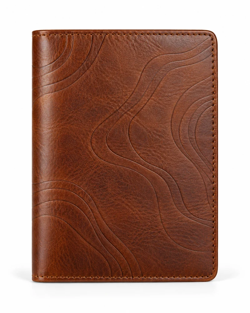 Brown Embossed Leather Passport Cover