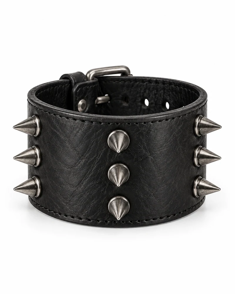 Black Spiked Leather Wrist Cuff