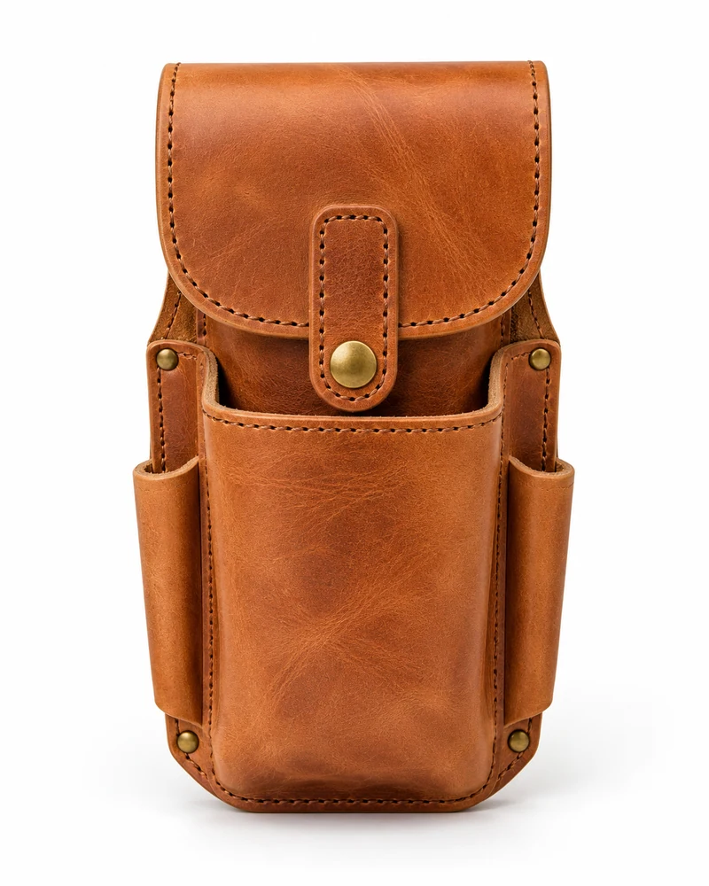 Tan Flap-Top Leather Tool Holster