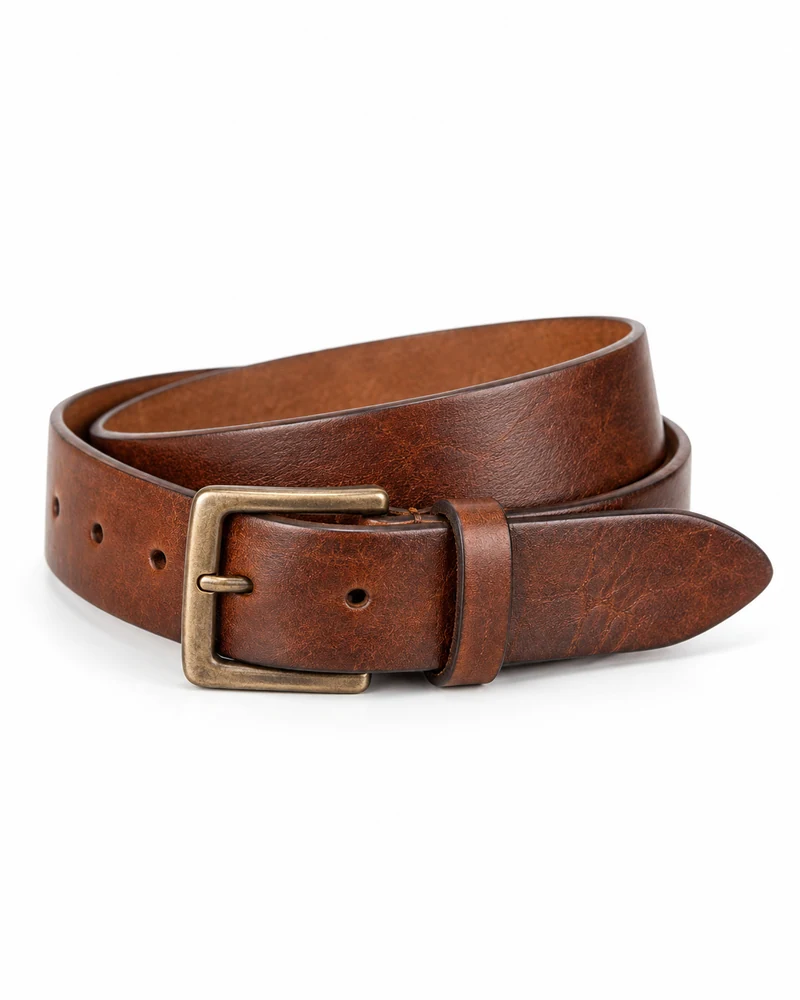 Brown Rectangular-Buckle Leather Belt