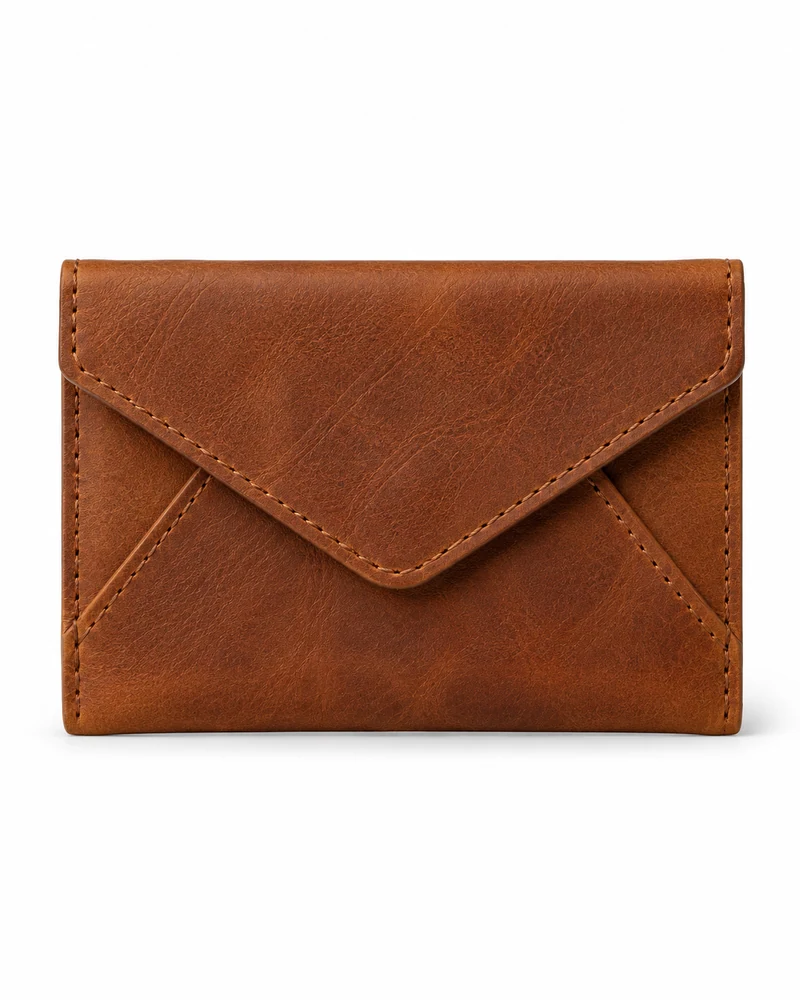 Brown Envelope Leather Card Holder