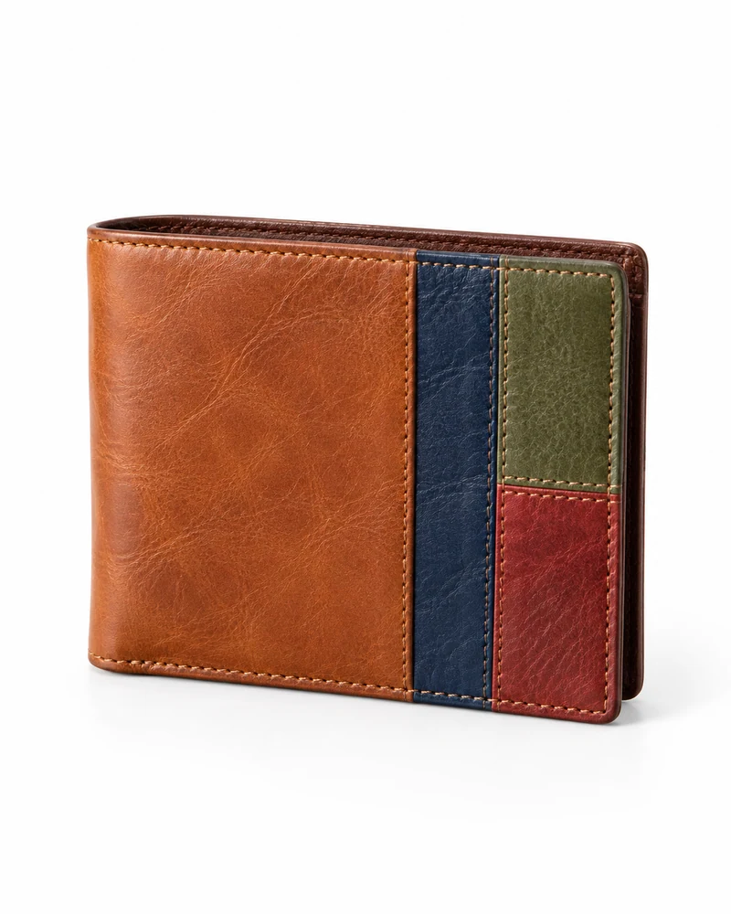 Multicolour Compact Leather Wallet