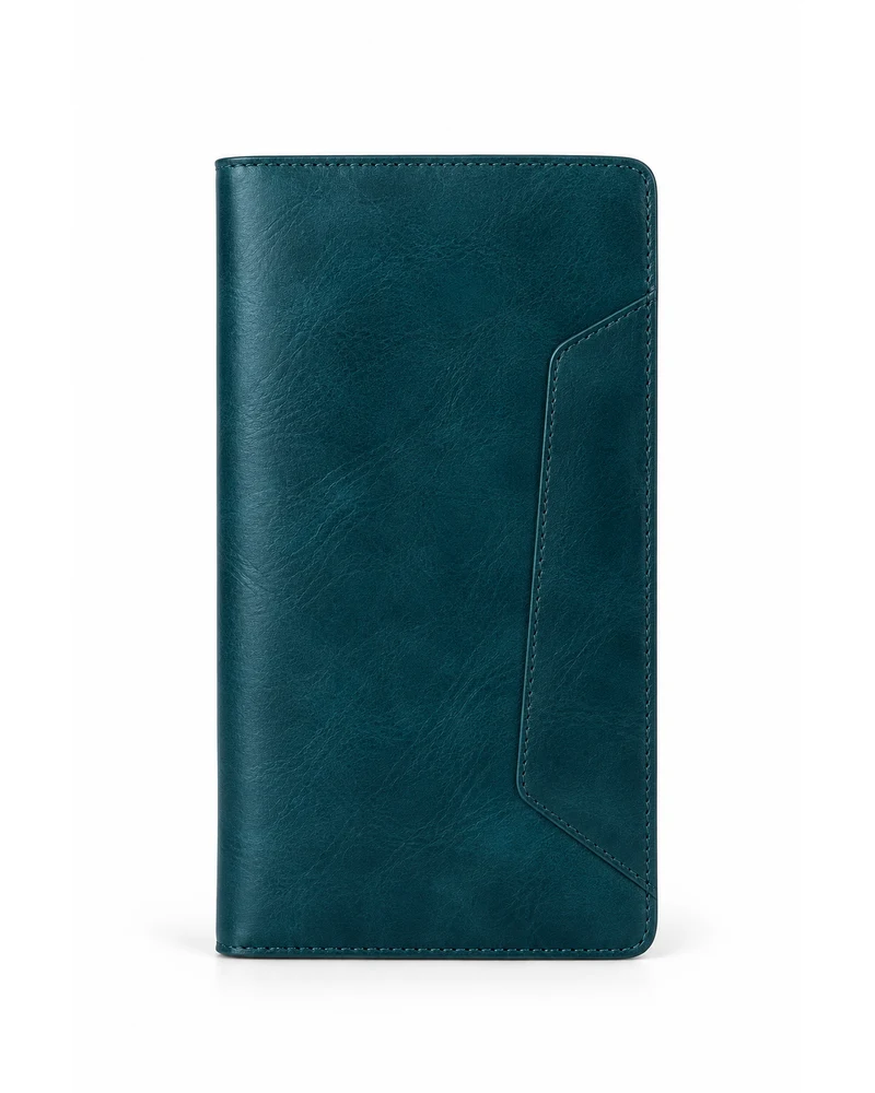 Deep Teal Boarding-Pass Folio Leather Accessory