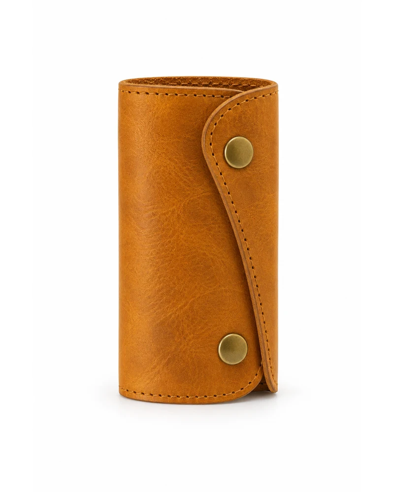 Ochre Snap Key Case Leather Accessory