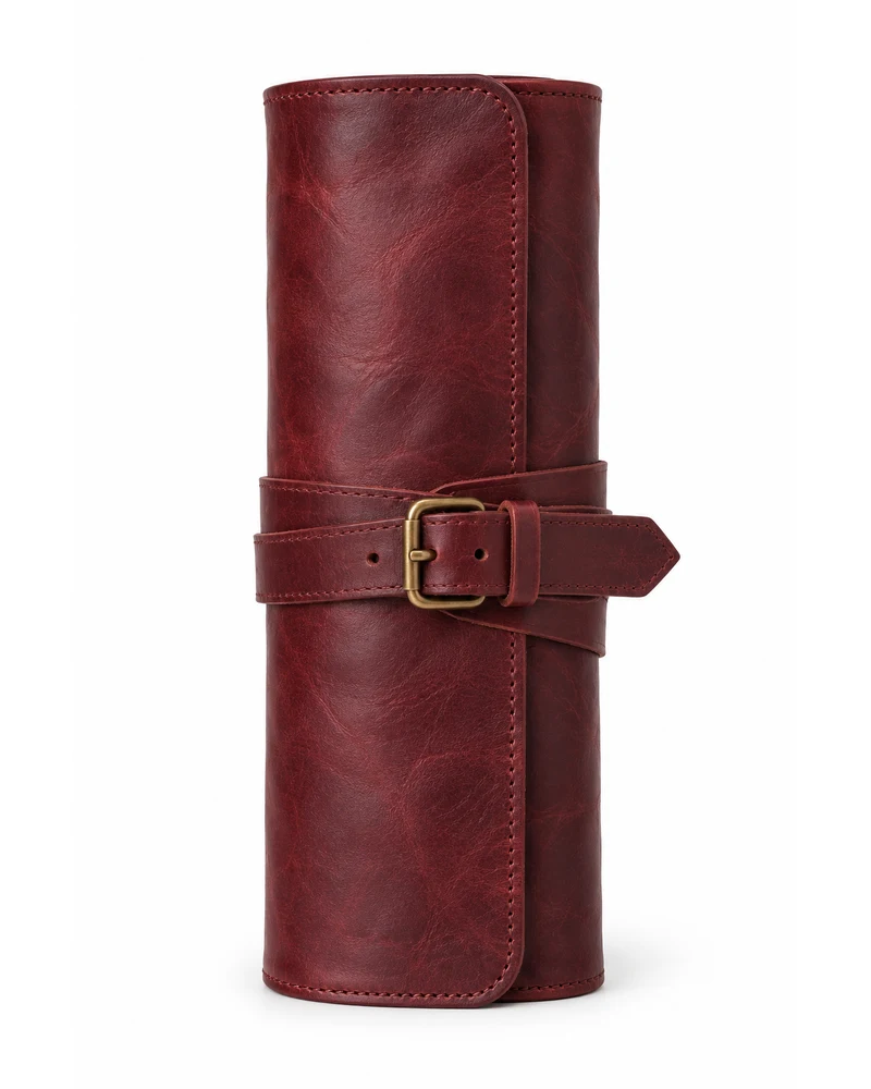 Claret Tool Roll Leather Accessory