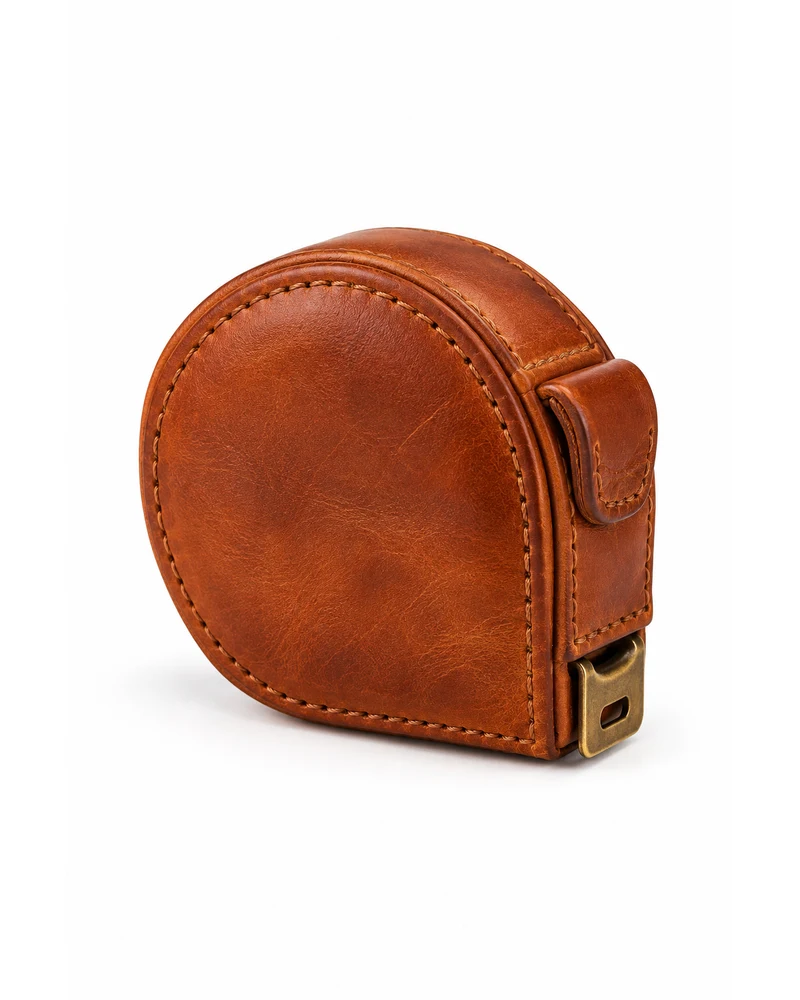 Cognac Measuring-Tape Case Leather Accessory