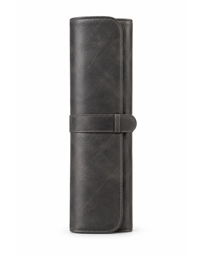 Charcoal Tie Travel Case Leather Accessory