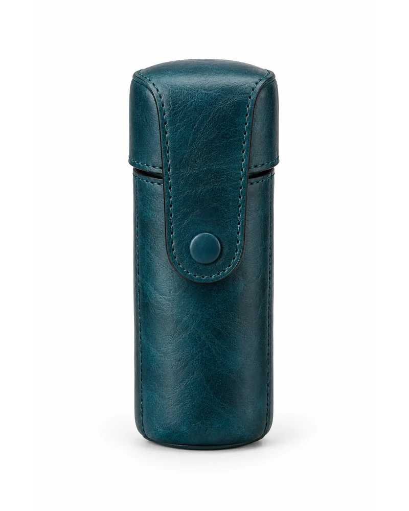 Deep Teal Shaving Brush Case Leather Accessory