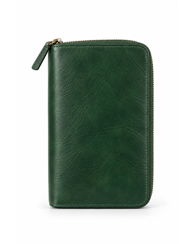 Bottle Green Domino Zip Case Leather Accessory