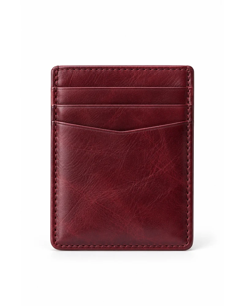 Burgundy Slim Front-Pocket Men Leather Wallet