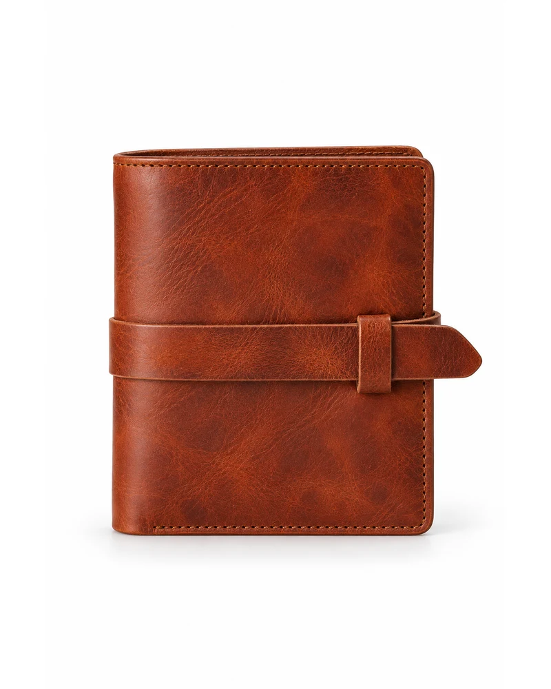 Rust Wrap-Strap Men Leather Wallet