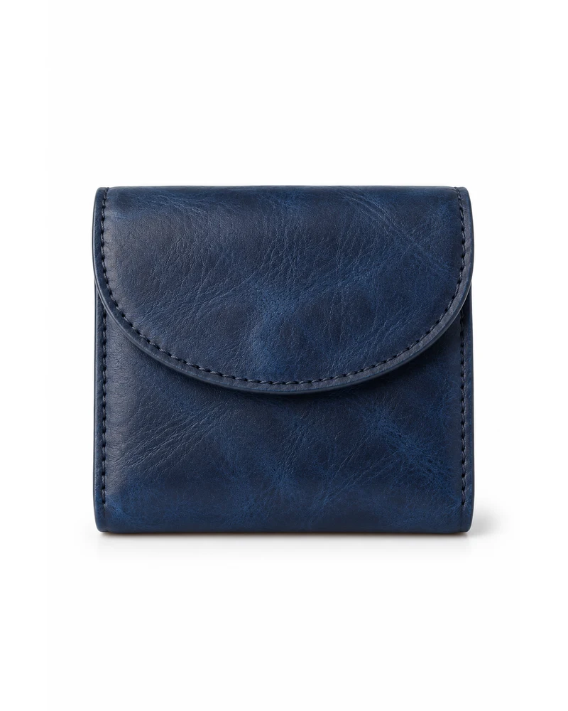 Indigo Rounded-Flap Coin Men Leather Wallet