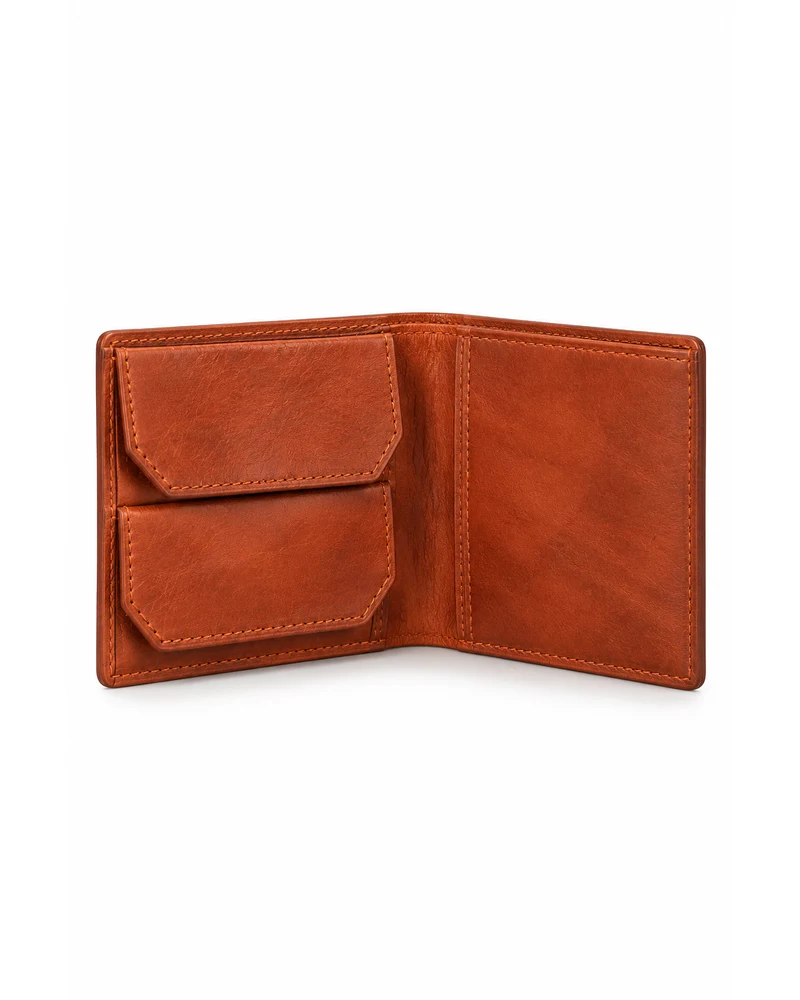 Terracotta Double-Flap Card Men Leather Wallet