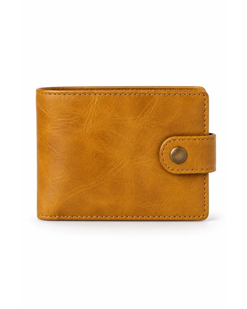 Mustard Expandable Snap Men Leather Wallet
