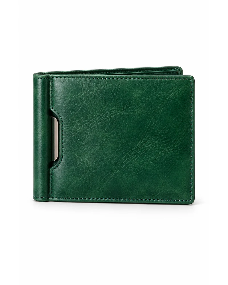 Emerald Recessed-Clip Men Leather Wallet