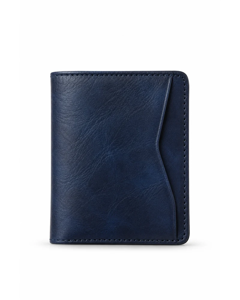 Midnight Blue Side-Entry Card Men Leather Wallet