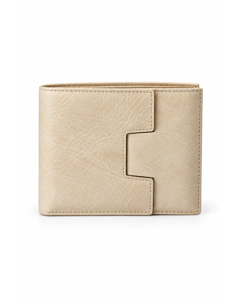 Ivory Interlocking-Flap Men Leather Wallet