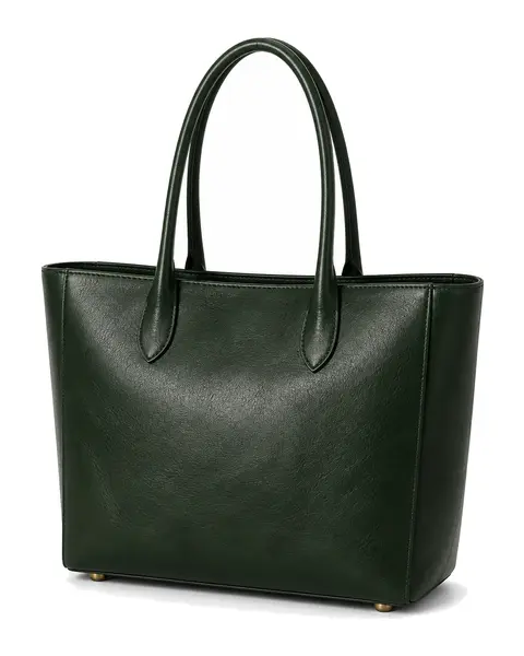 Green Structured Leather Tote Bag