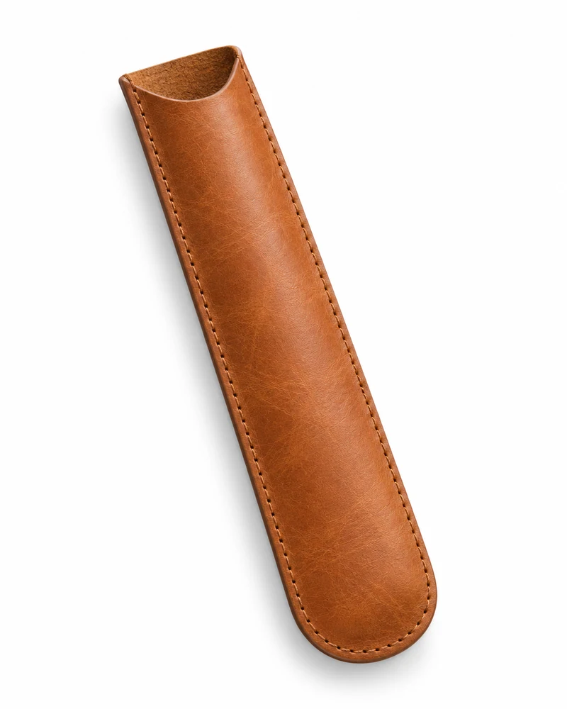 Tan Single Leather Pen Sleeve
