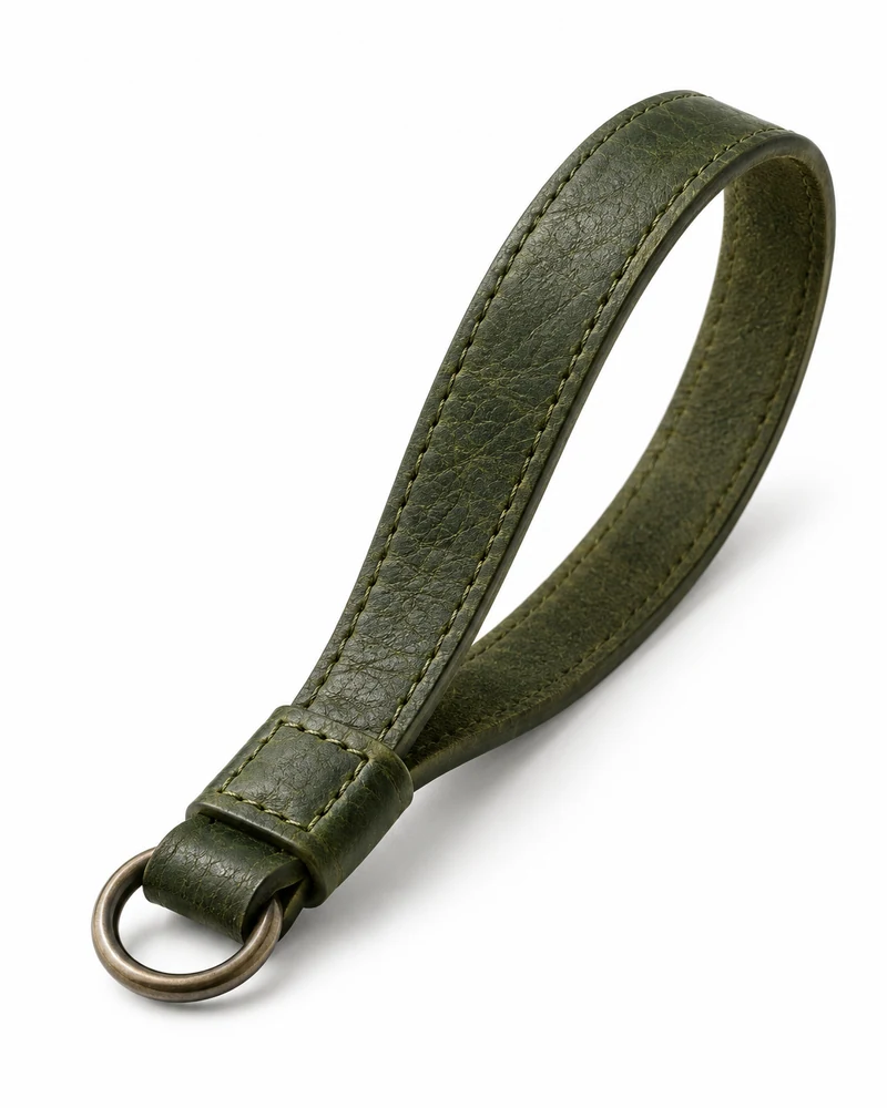 Moss Green Leather Camera Wrist Strap