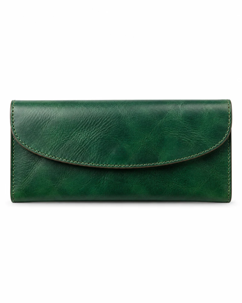 Emerald Leather Travel Ticket Wallet