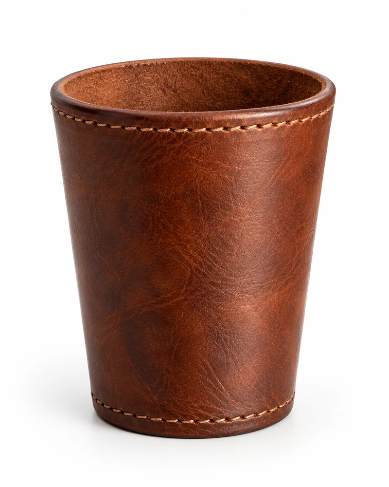 Chestnut Brown Leather Dice Cup