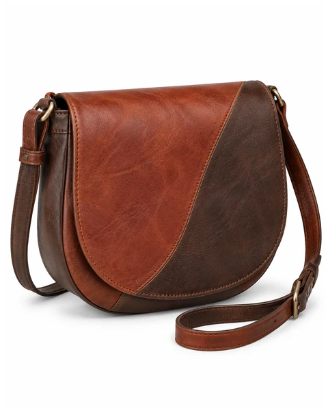 Leather Bags — Design concept 18, 5 large reclaimed leather panels