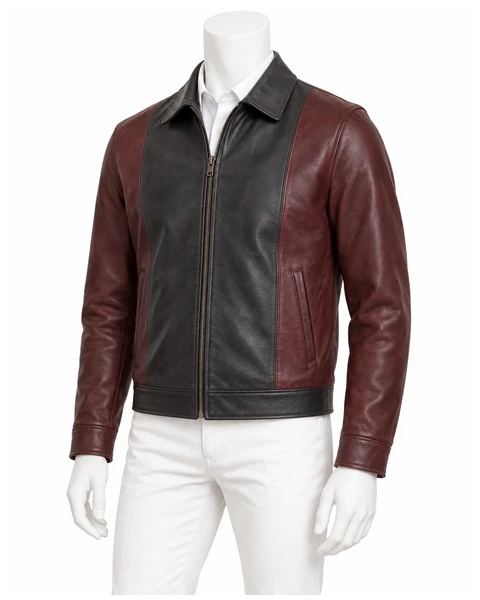 Men Leather Jackets — Design concept 36, 5 large reclaimed leather panels