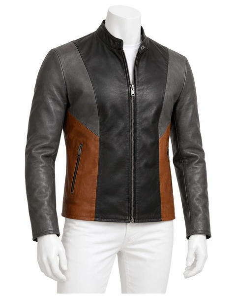Motorbike Leather Jackets — Design concept 96, 5 large reclaimed leather panels