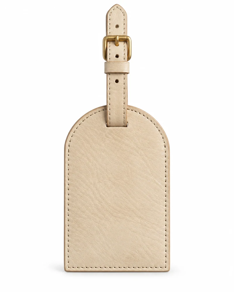 Ivory Arch-Top Leather Luggage Tag