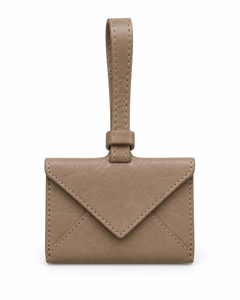 Taupe Envelope Leather Privacy Tag