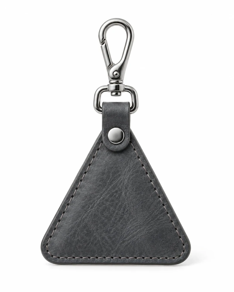 Slate Grey Triangle Leather Equipment Tag