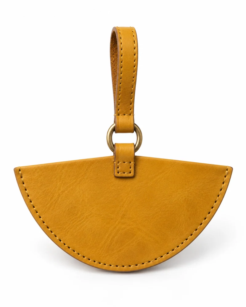 Mustard Fan-Shaped Leather Bag Tag