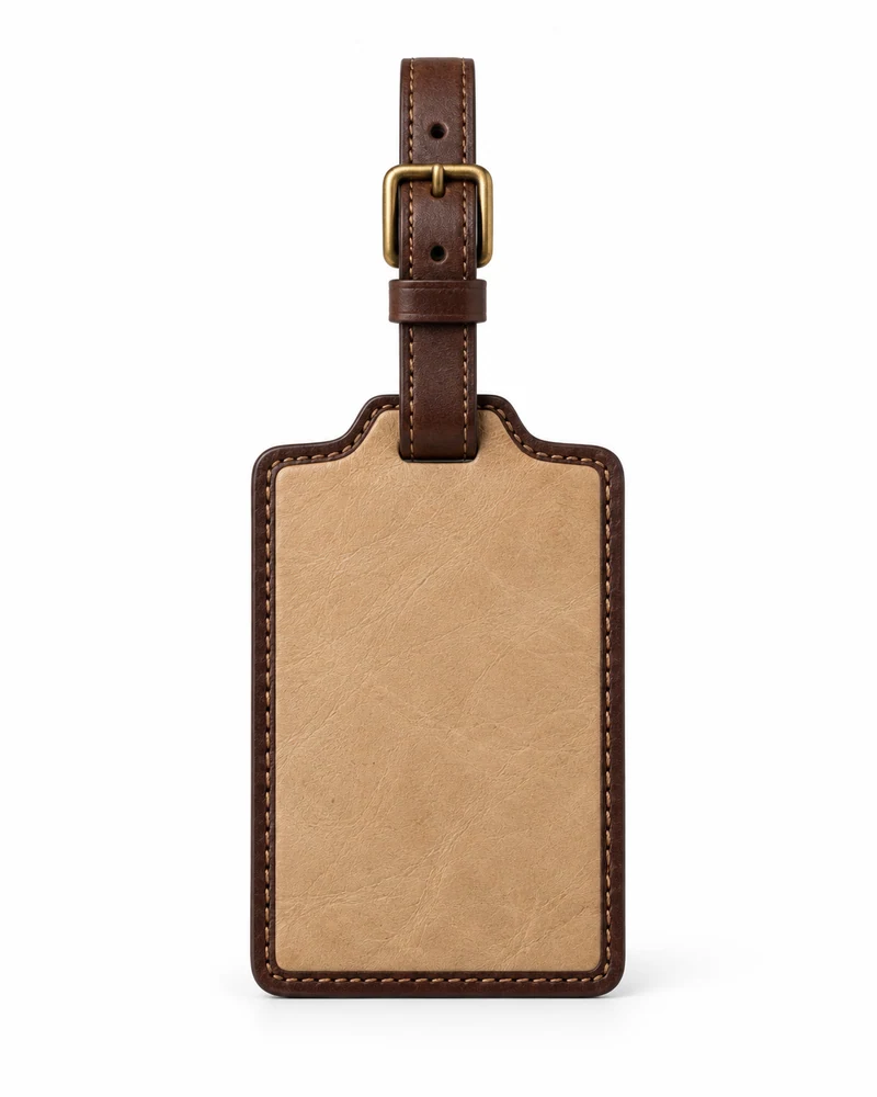 Sand Two-Tone Edge Leather Travel Tag