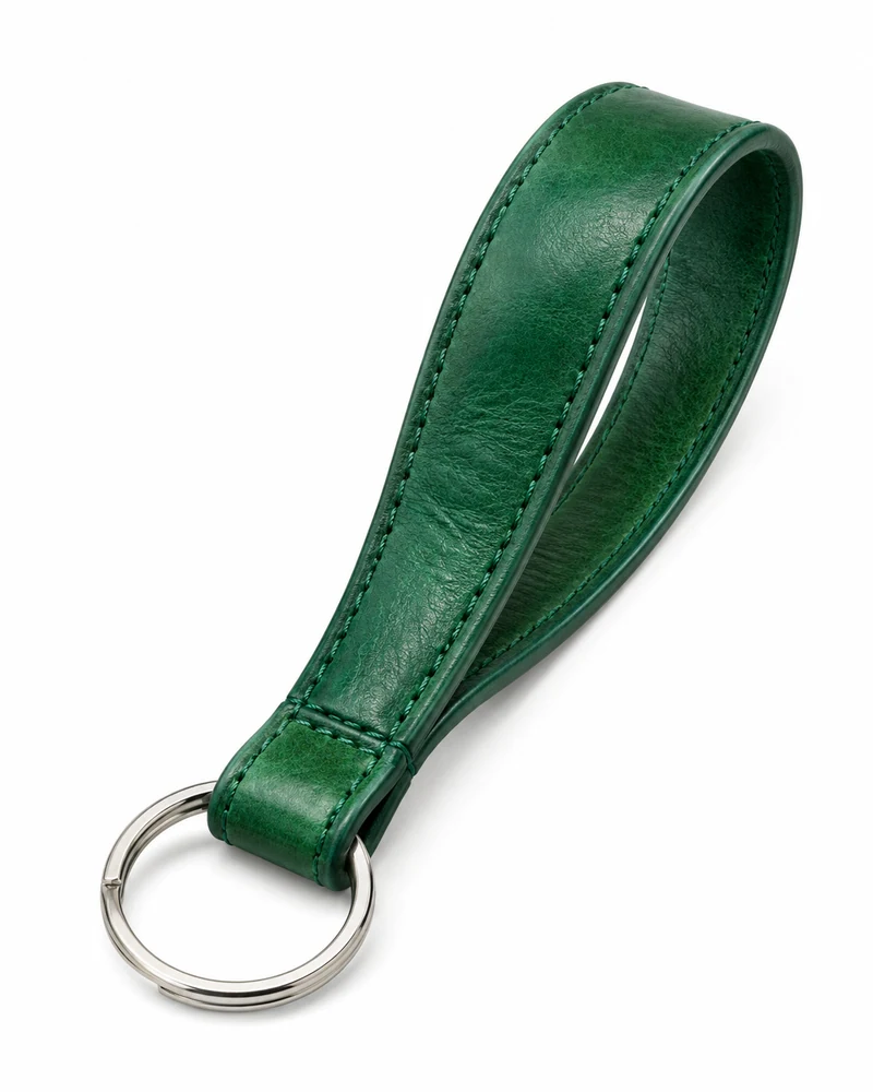 Emerald Flat Leather Wrist Key Strap