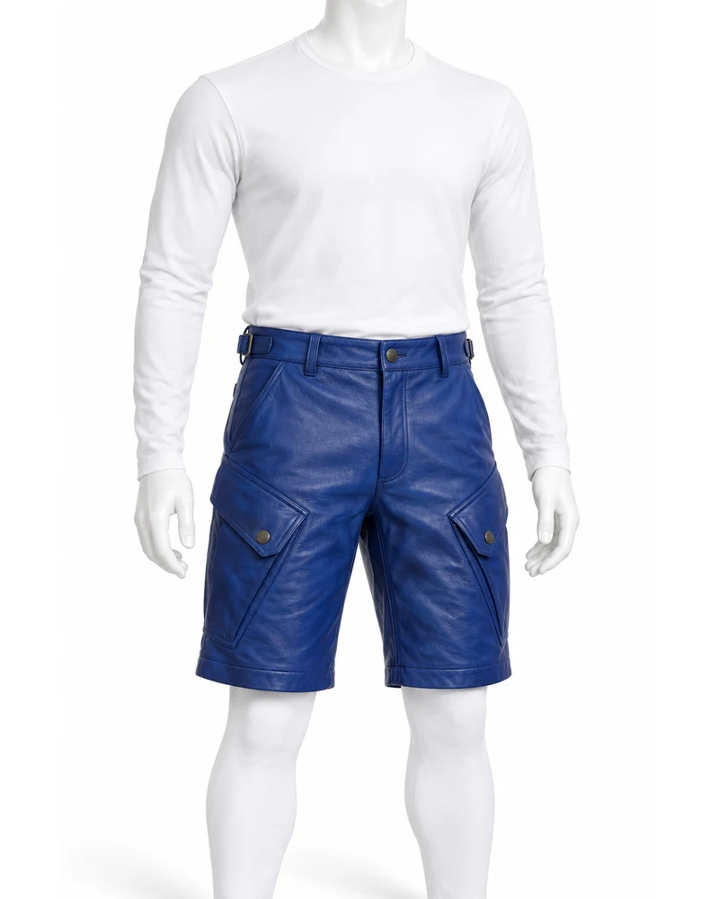 Cobalt Men Slant-Flap Explorer Leather Shorts