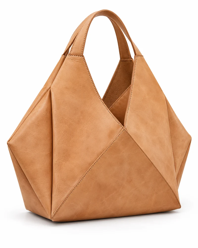 Origami Fold Tote Vegetable-Tanned Leather Bag