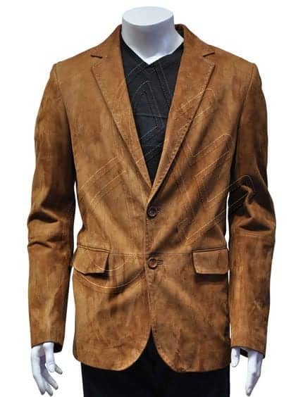 Brown Classic Men Leather Blazer