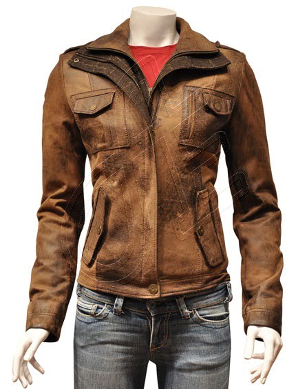 Women Leather Jacket - F - 46