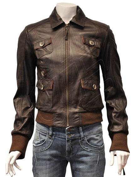 Women Leather Jacket - F - 48